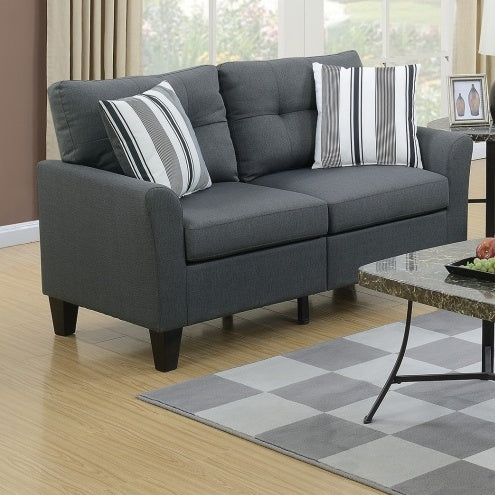 Living Room Furniture 2pc Sofa Set Sofa And Loveseat Charcoal Glossy Polyfiber Plywood Solid Pine