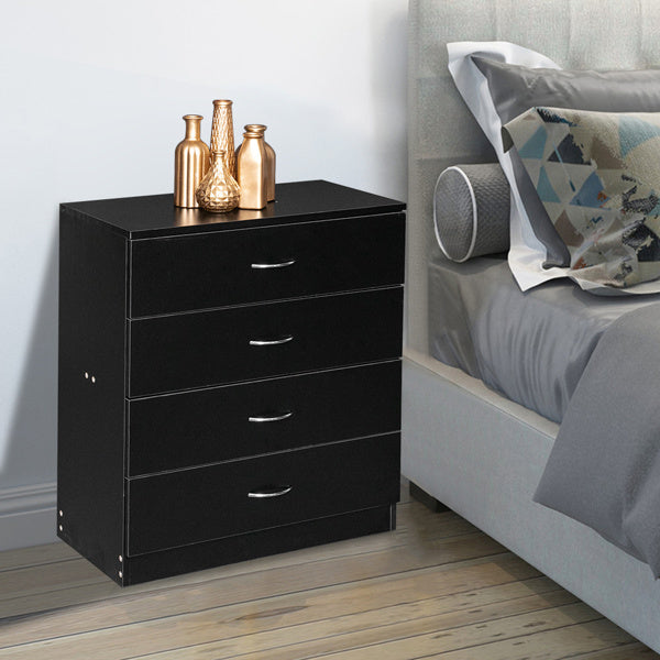 4-drawer Bedside Storage Cabinet, Black