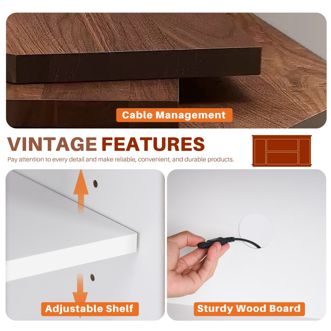 65-inch Solid Wood TV Cabinet With Double-layer Storage Space Sliding Door, Modern Living Room Furniture