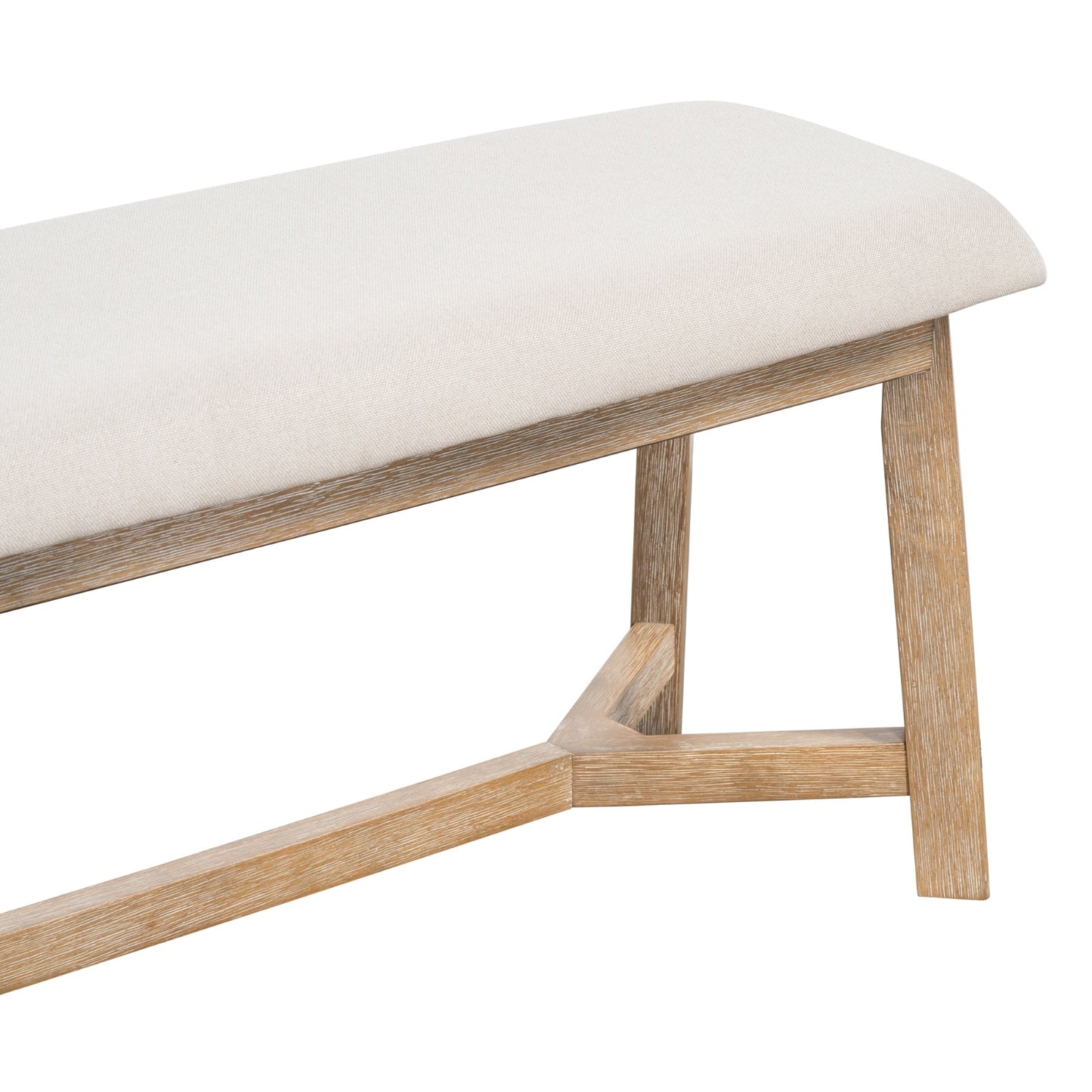 TREXM 6-piece Retro Farmhouse Style Dining Set, Rectangular Table And 4 Upholstered Chairs With Ratt