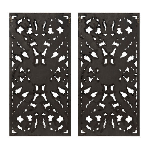 Distressed Carved Wood 2-piece Wall Decor Set