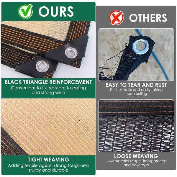Beige Rectangle Square Sun Shade UV Blocking Breathable Vinyl Mesh Fabric For Outdoor Greenhouse Covers Plants Heavy Duty Commercial And Residential