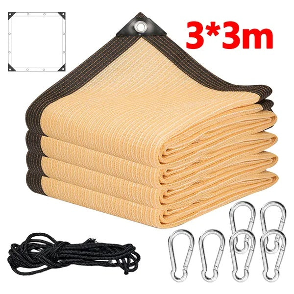 Beige Rectangle Square Sun Shade UV Blocking Breathable Vinyl Mesh Fabric For Outdoor Greenhouse Covers Plants Heavy Duty Commercial And Residential