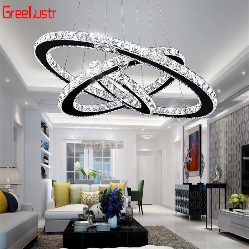 Modern K9 Crystal Led Chandelier Lights Home Lighting Chrome Lustre Chandeliers Ceiling Pendant Fixtures  For Living Room