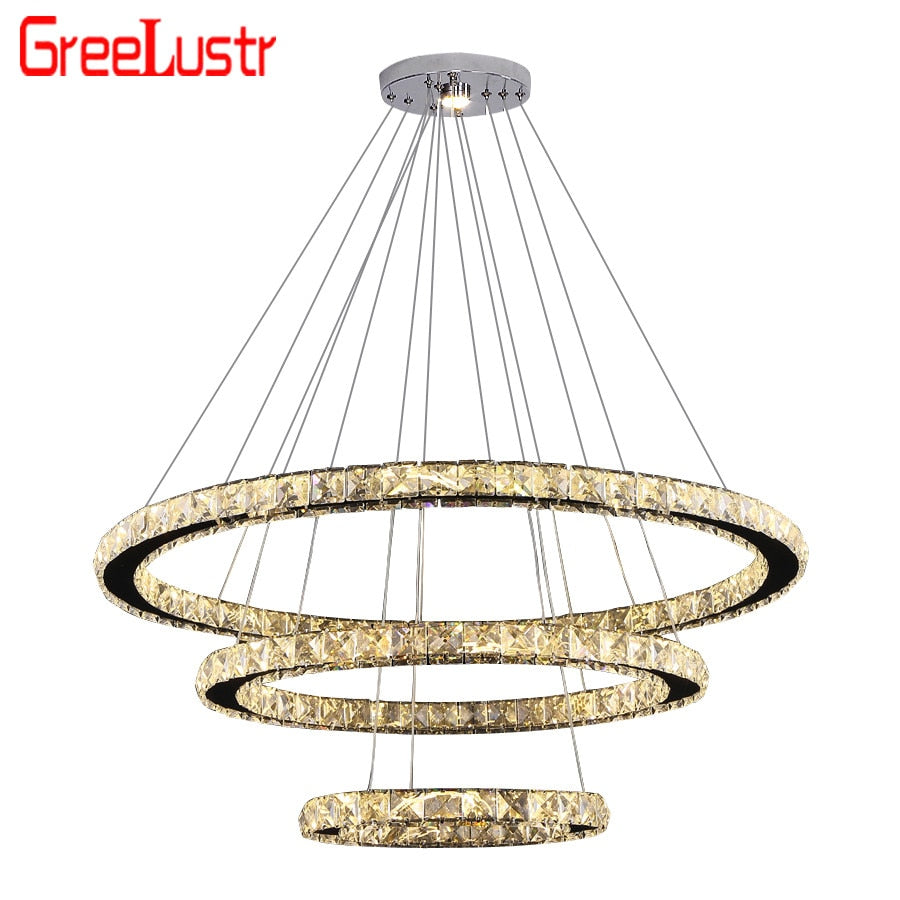 Modern K9 Crystal Led Chandelier Lights Home Lighting Chrome Lustre Chandeliers Ceiling Pendant Fixtures  For Living Room