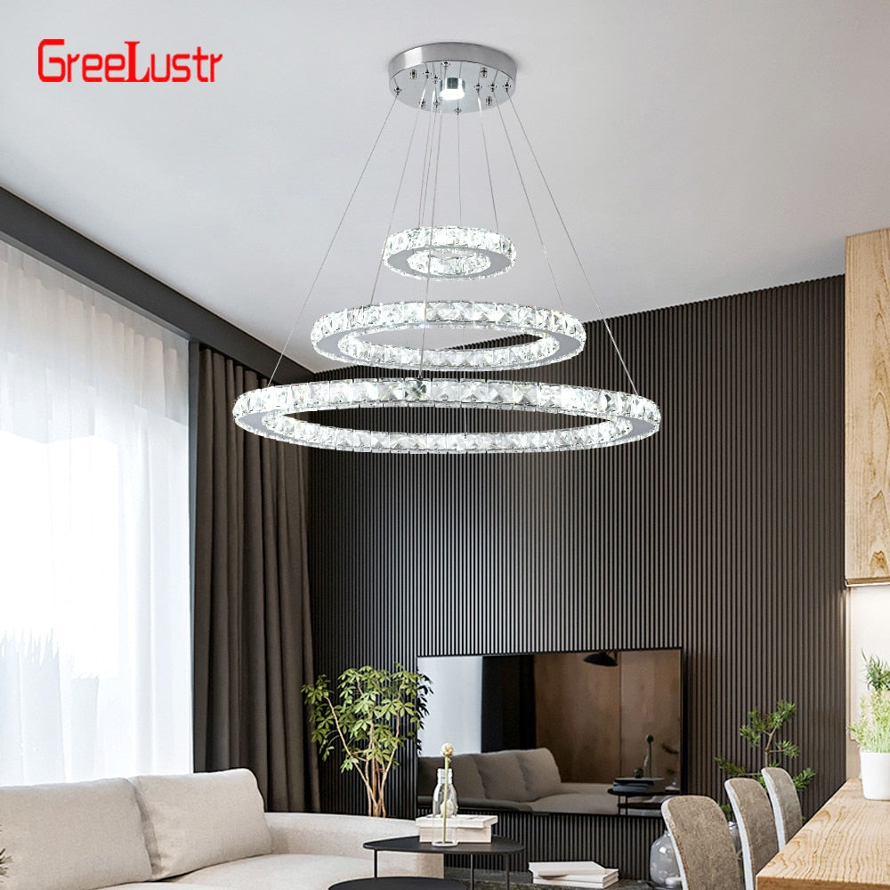 Modern K9 Crystal Led Chandelier Lights Home Lighting Chrome Lustre Chandeliers Ceiling Pendant Fixtures  For Living Room