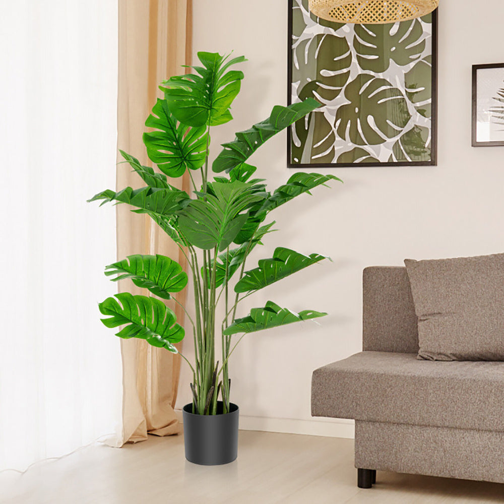 5 Feet Artificial Tree Faux Monstera Deliciosa Plant For Home Indoor And Outdoor