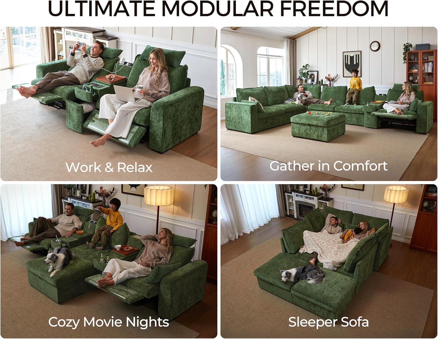 White Power Reclining Sofa with USB Charging