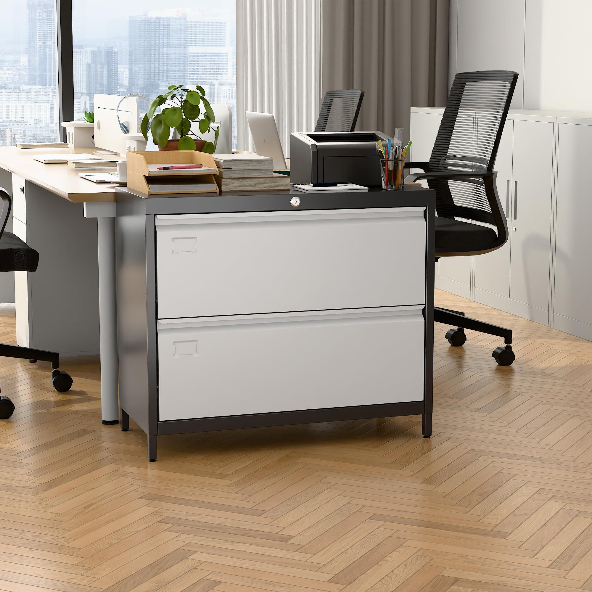2-Drawer Metal Lateral File Cabinet with Lock