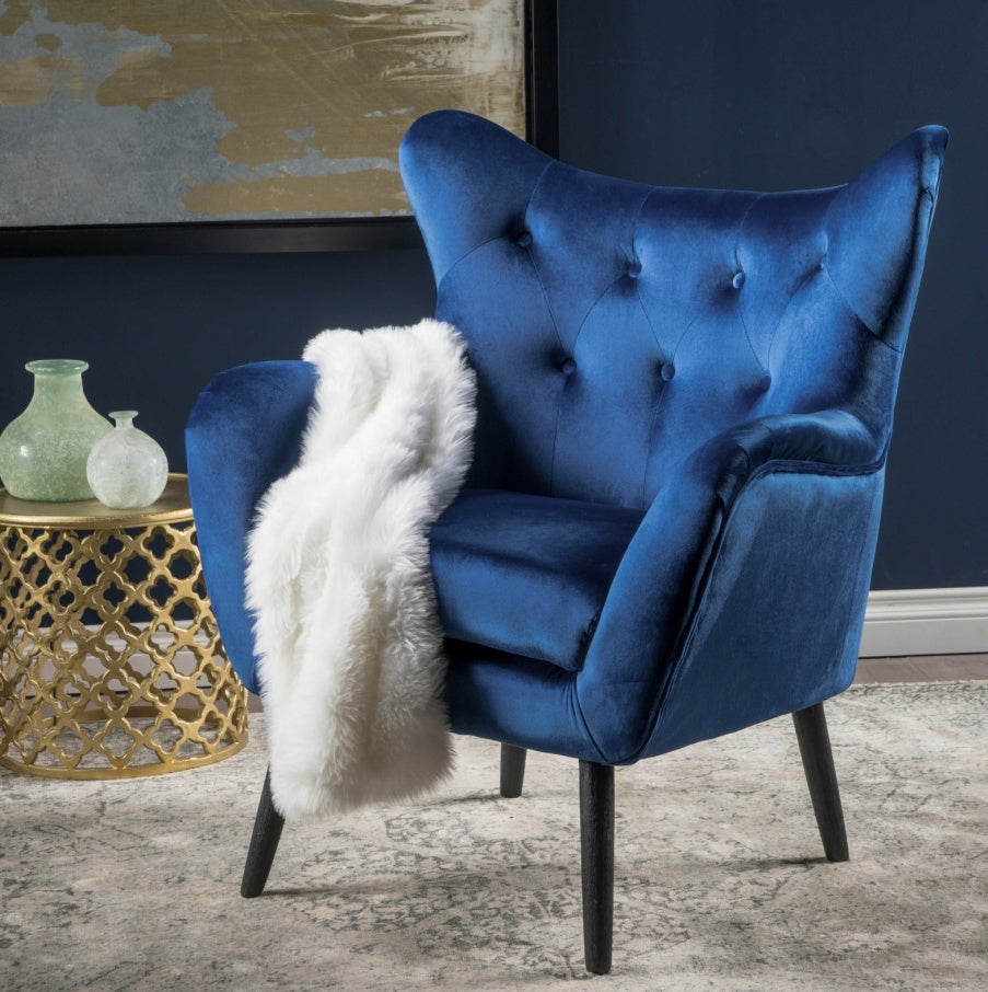 Blue Velvet Accent Chair