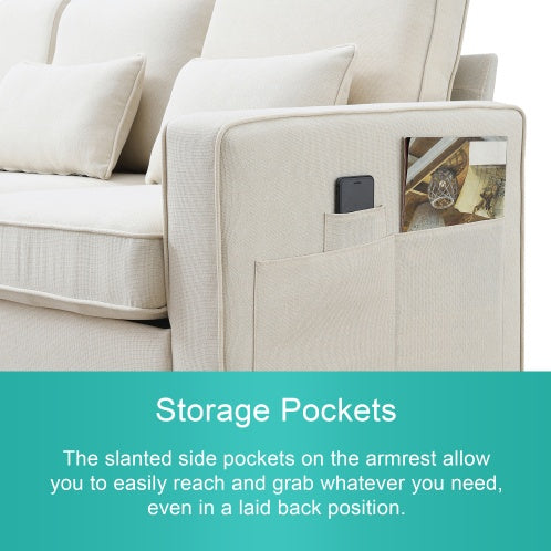 Modern Linen Sofa with 4 Pillows