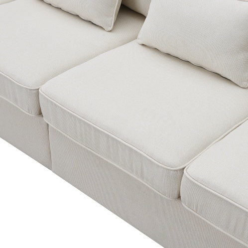 Modern Linen Sofa with 4 Pillows