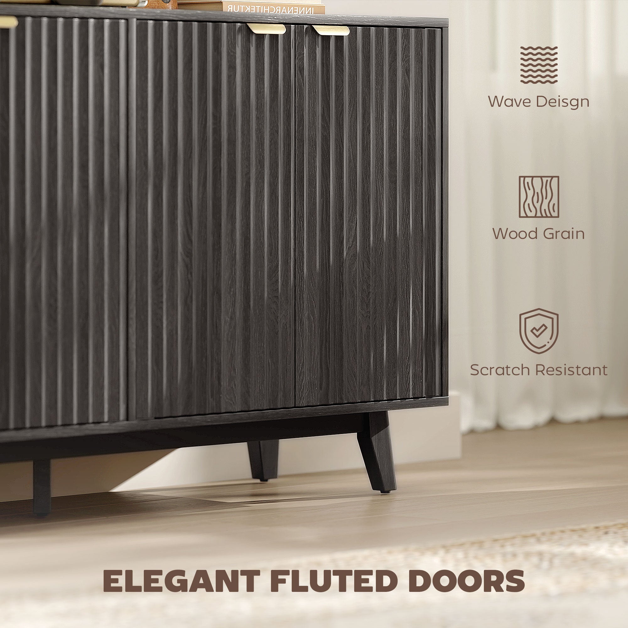 Modern Fluted Sideboard Buffet Cabinet