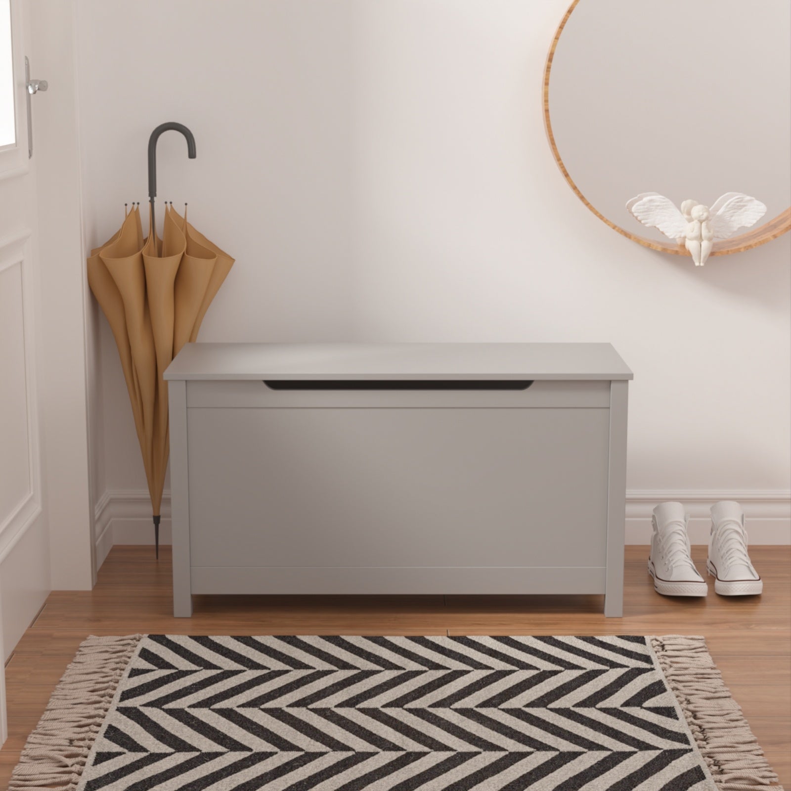 Kids Wooden Toy Box with Safety Lid