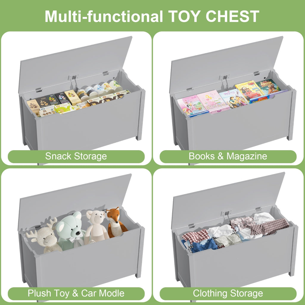Kids Wooden Toy Box with Safety Lid
