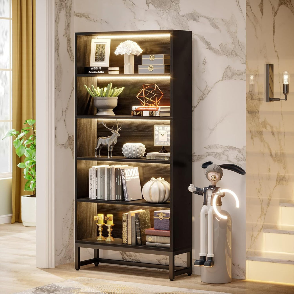 70.8” Black Led Bookcase
