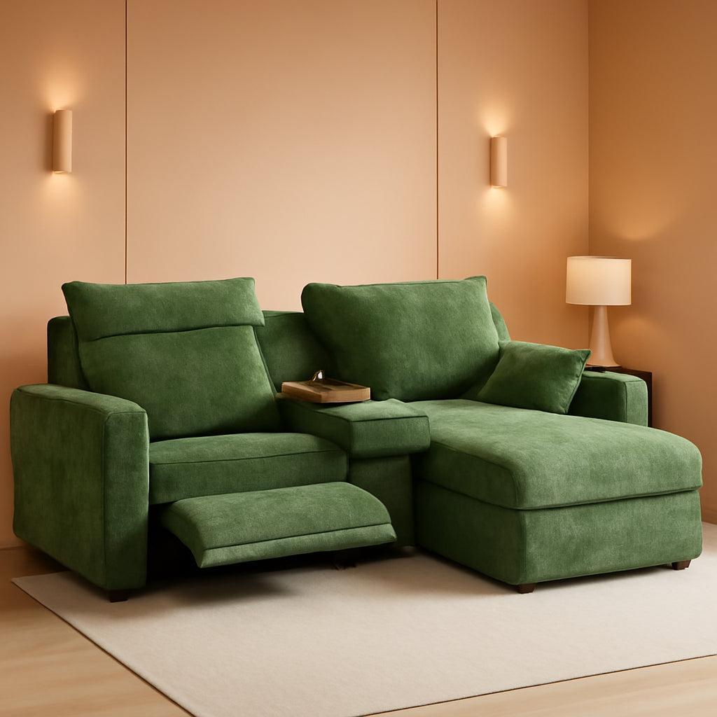 White Power Reclining Sofa with USB Charging