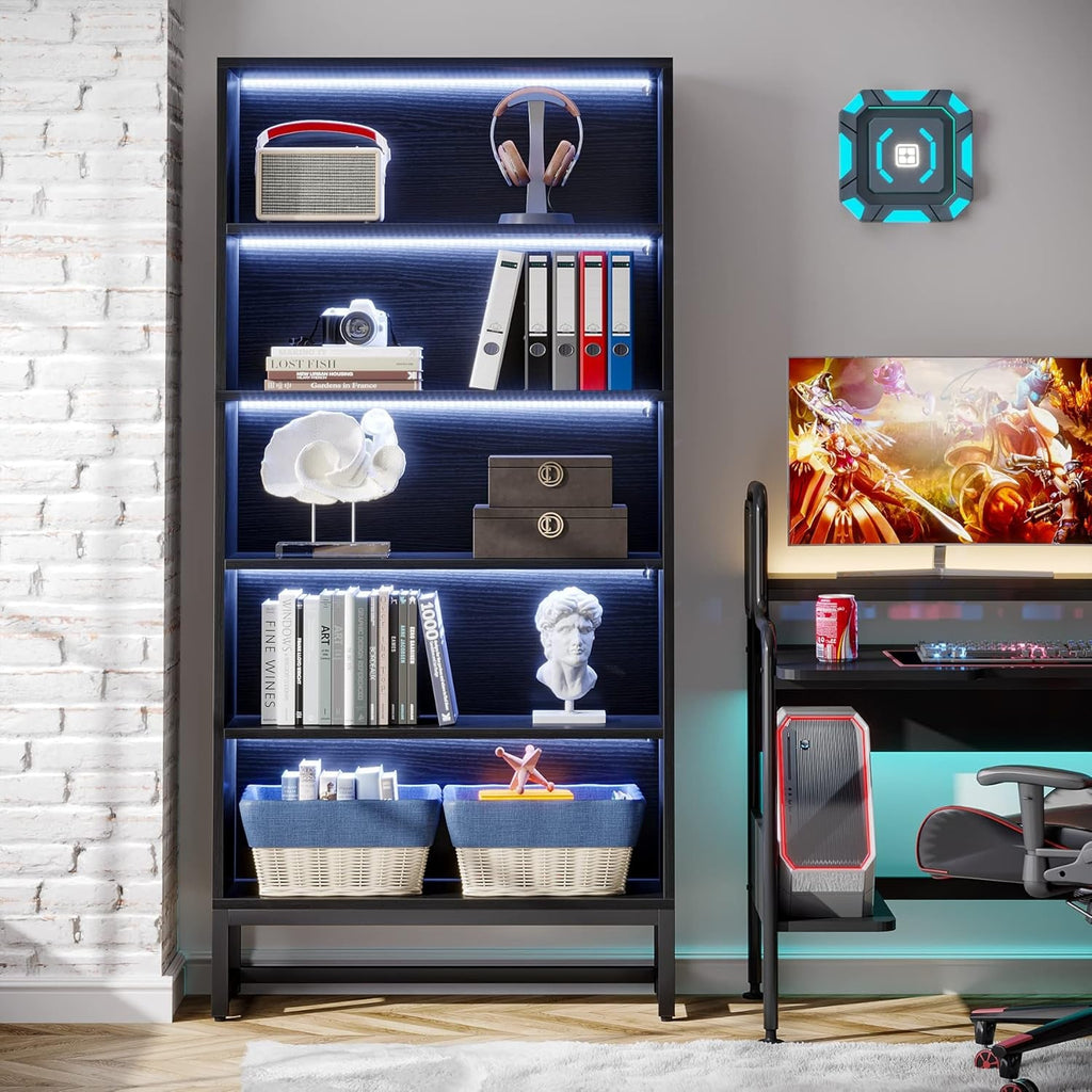 70.8” Black Led Bookcase