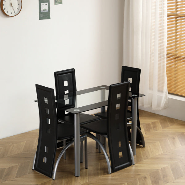 Black And Clear Dining Table Set