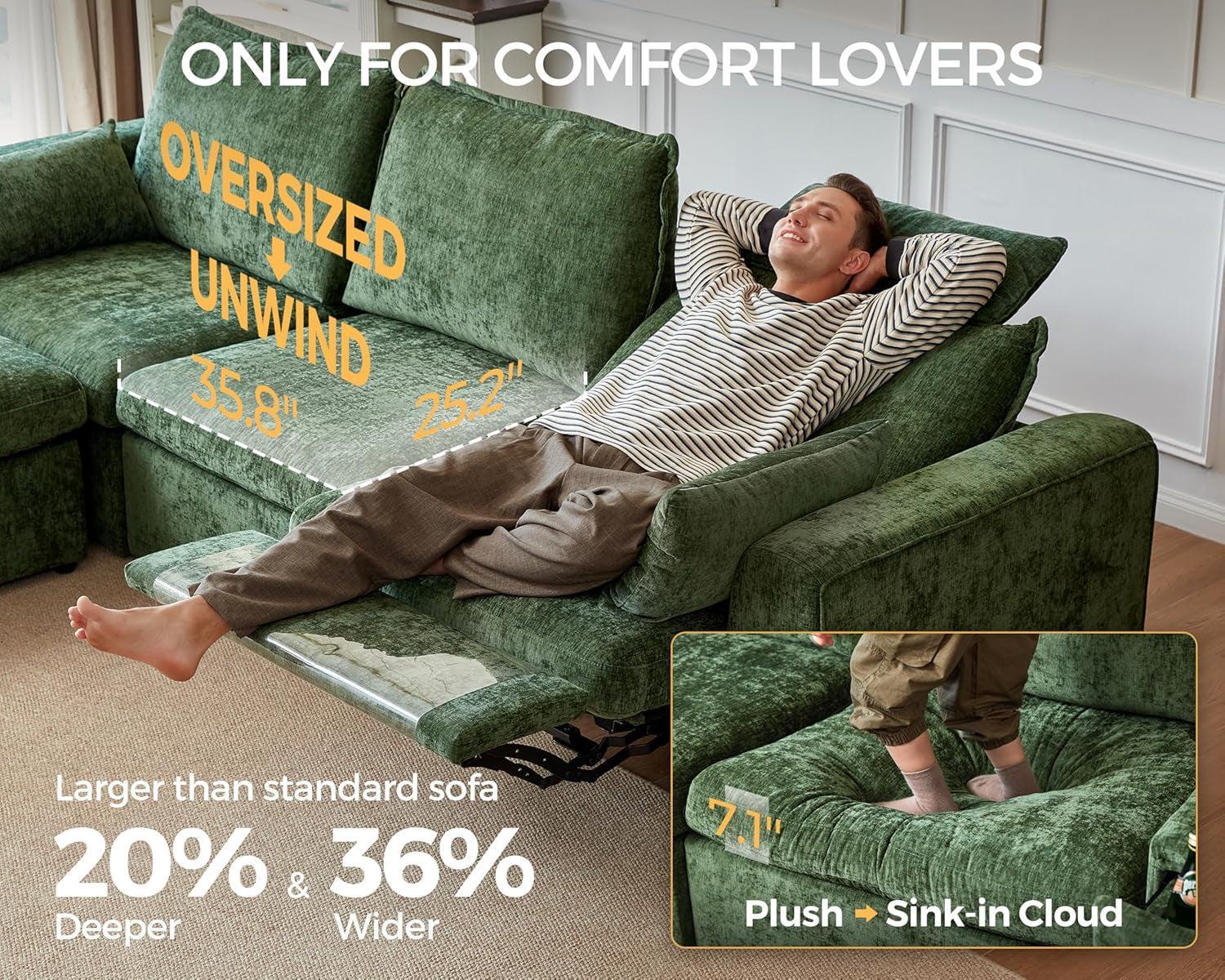 White Power Reclining Sofa with USB Charging