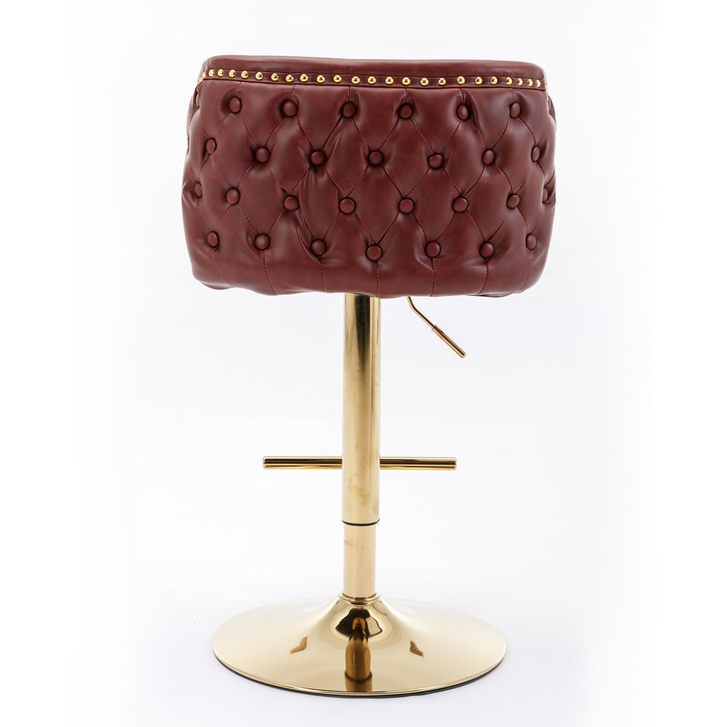 Adjustable Swivel PU Leather Bar Stools (Set of 2)