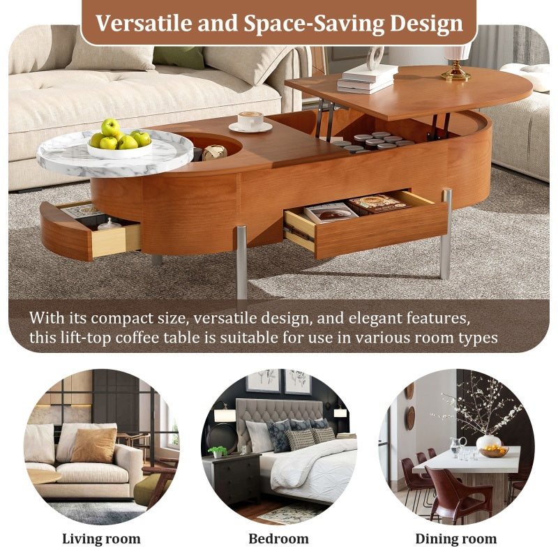 47.2-inch Lift-Top Coffee Table with Rotating Tray