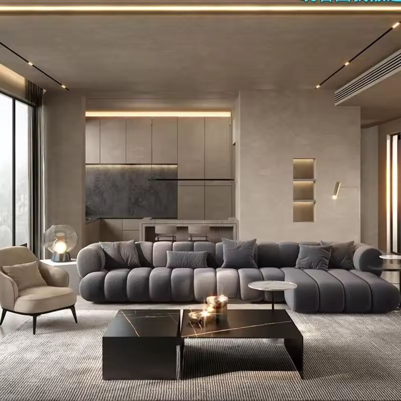 Modern Velvet L-Shaped Sectional Sofa with Chaise