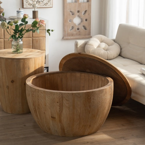 Vintage Style Bucket Shaped Coffee Table Set For Office, Dining Room And Living Room