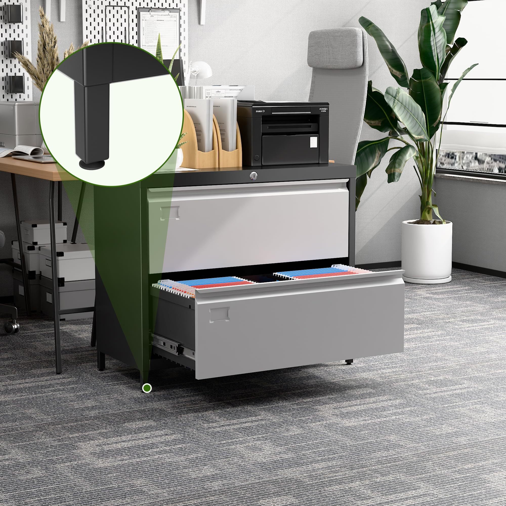 2-Drawer Metal Lateral File Cabinet with Lock