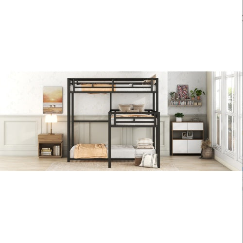 L-Shaped Triple Twin Metal Bunk Bed