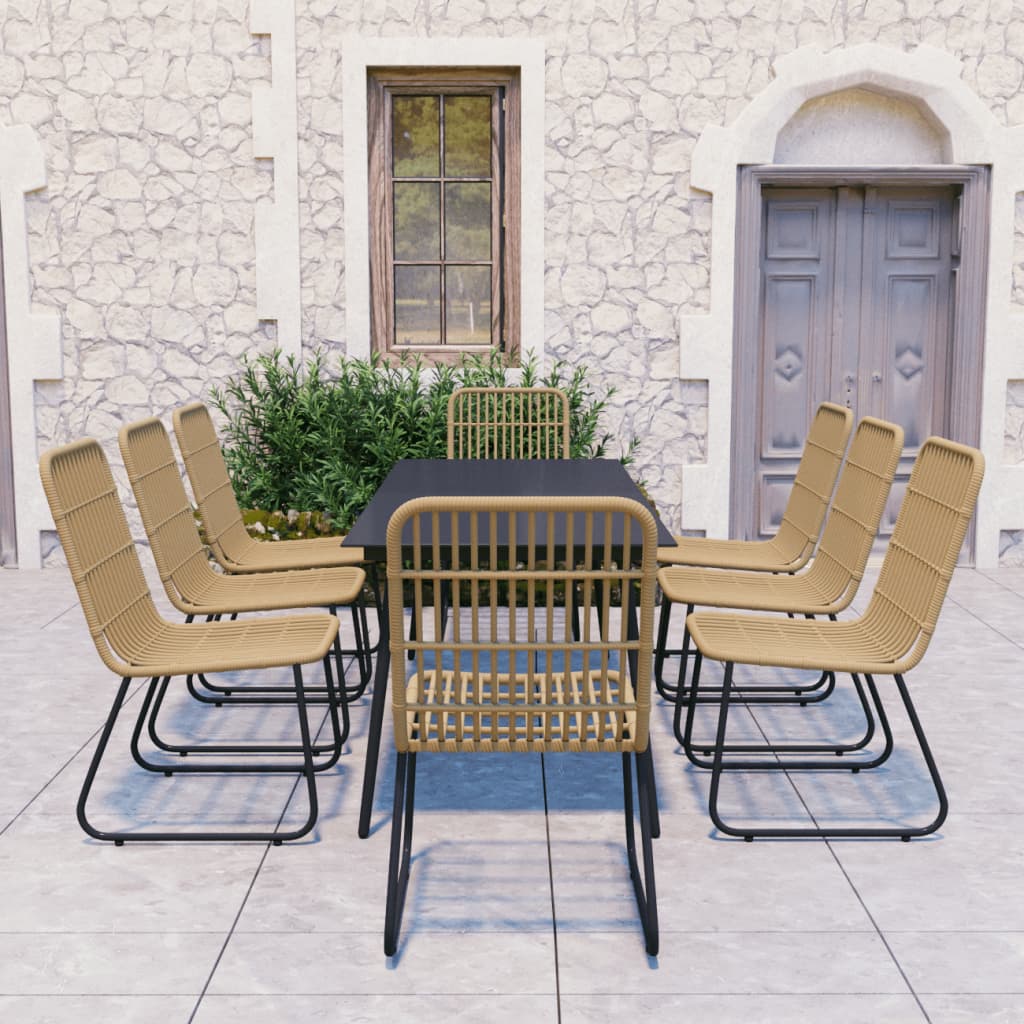 vidaXL Patio Dining Set Seat Black/Oak and Black 3/5/7/9 Piece Multi Sizes