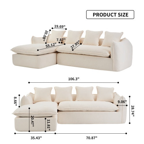 3-Seater L-Shaped Sectional Sofa with Chaise