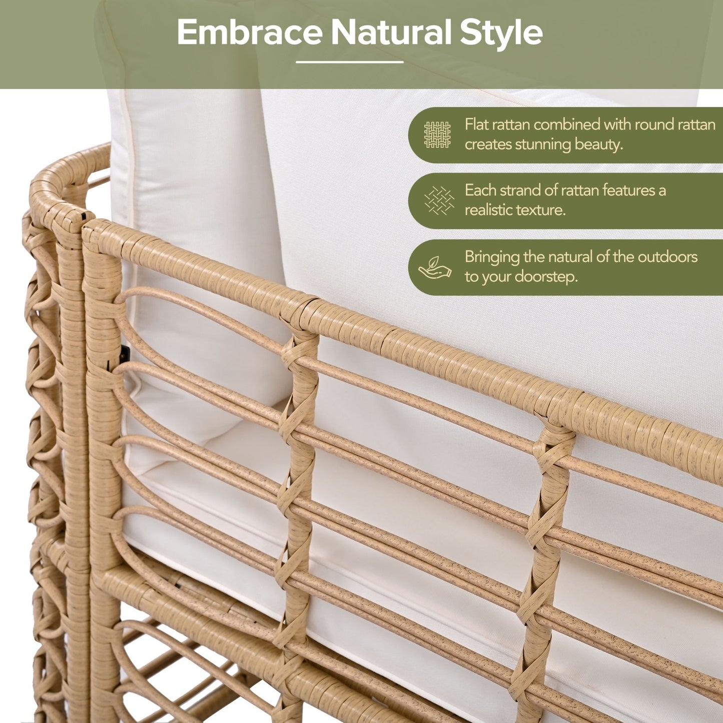 GO 7 Pieces Outdoor Patio Furniture, All-Weather Rattan Sectional Sofa Set with Thick Cushions and Pillow