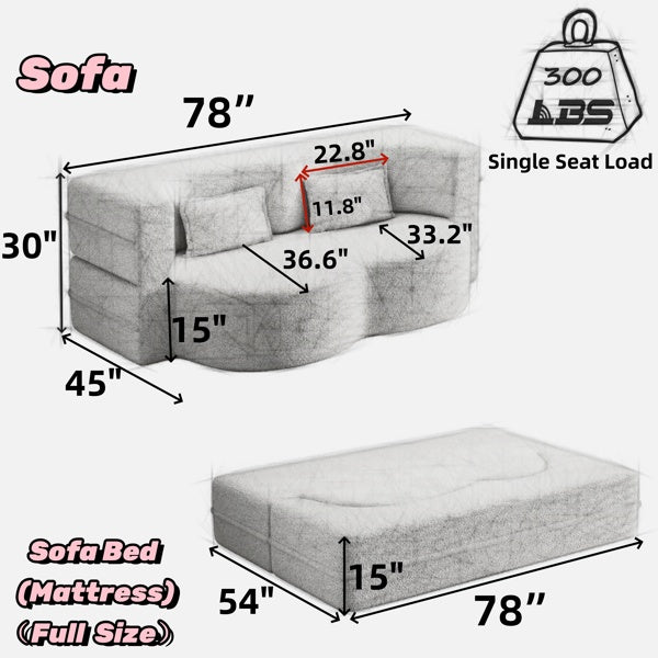 Corduroy Convertible Floor Sleeper Sofa