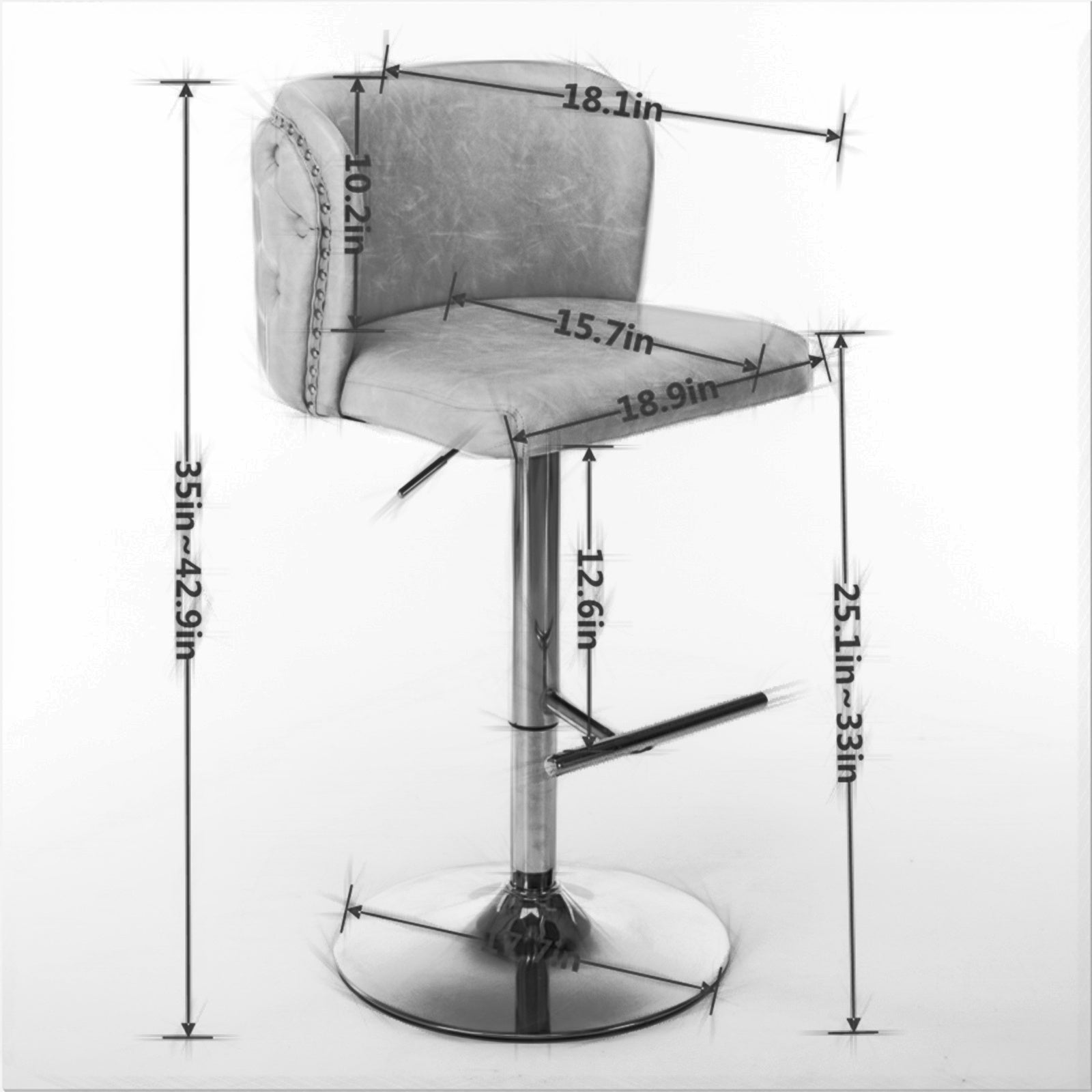 Adjustable Swivel PU Leather Bar Stools (Set of 2)