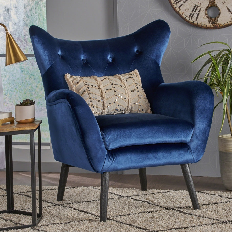 Blue Velvet Accent Chair