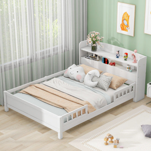 Full Size Platform Bed with LED Headboard & Storage