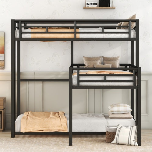 L-Shaped Triple Twin Metal Bunk Bed