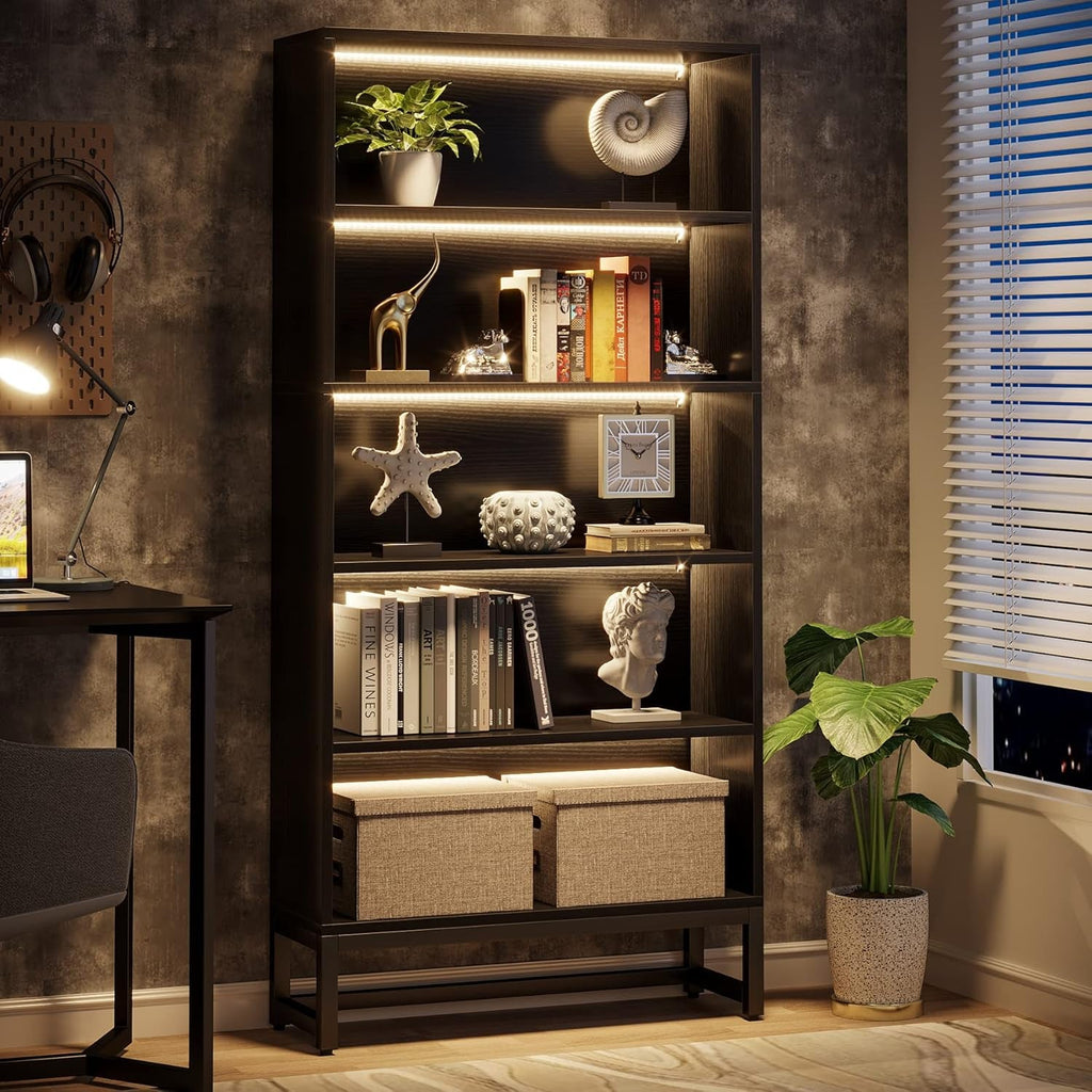 70.8” Black Led Bookcase