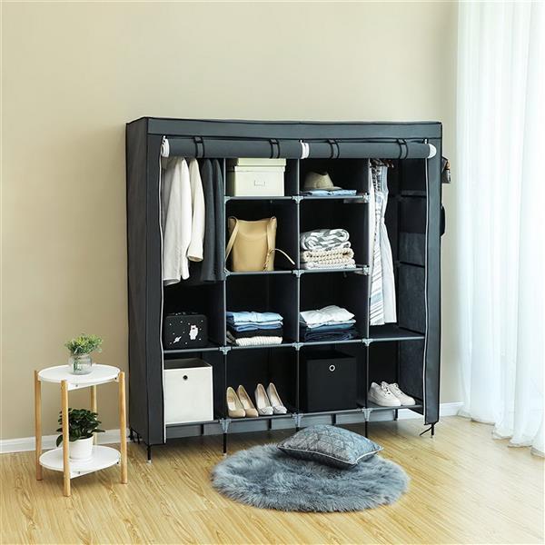 Portable Fabric Wardrobe Closet with Storage Pockets