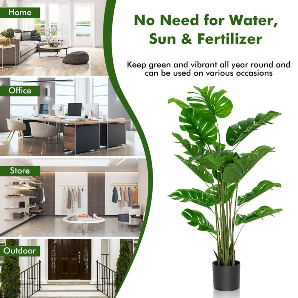 5 Feet Artificial Tree Faux Monstera Deliciosa Plant For Home Indoor And Outdoor
