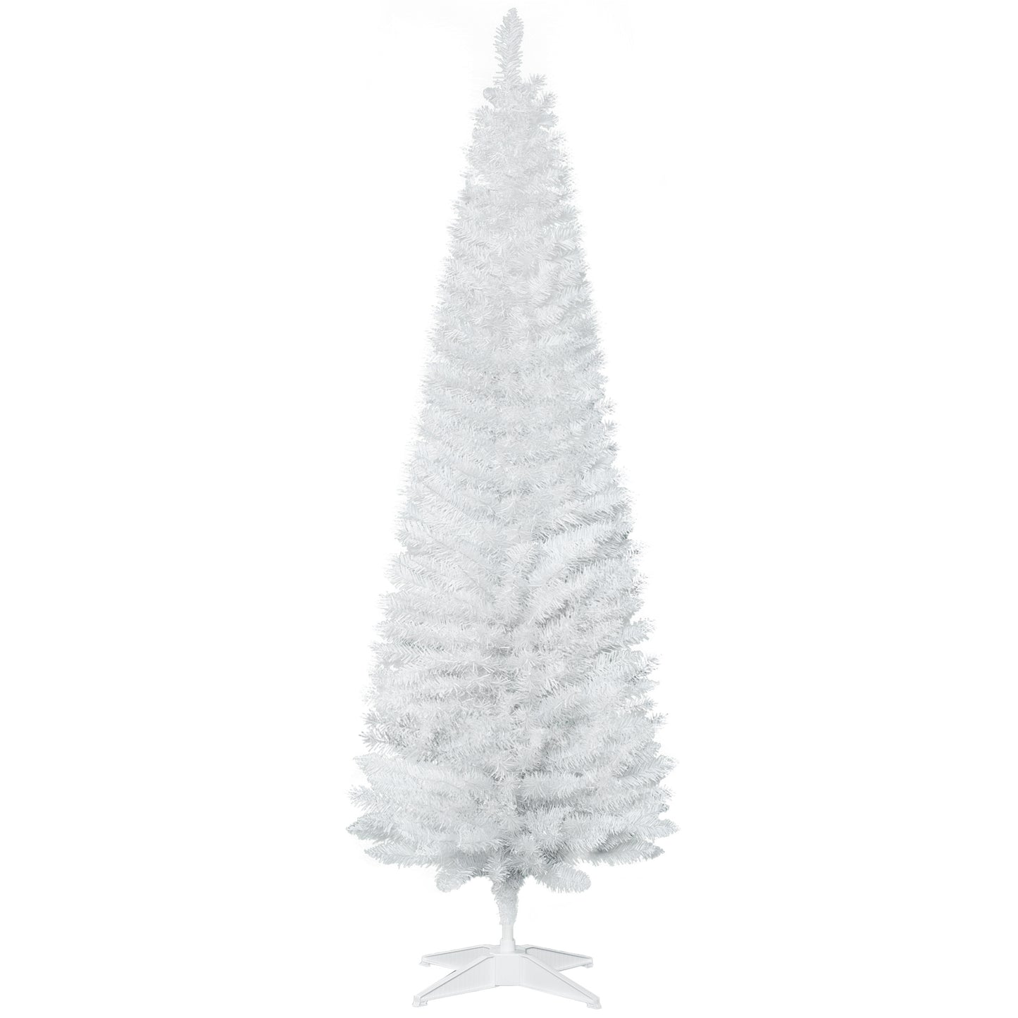 6ft White Christmas Tree, Slim Xmas Tree With Full Appearance, PVC 390 Branch Tips And Metal Stand, Artificial Christmas Tree, White