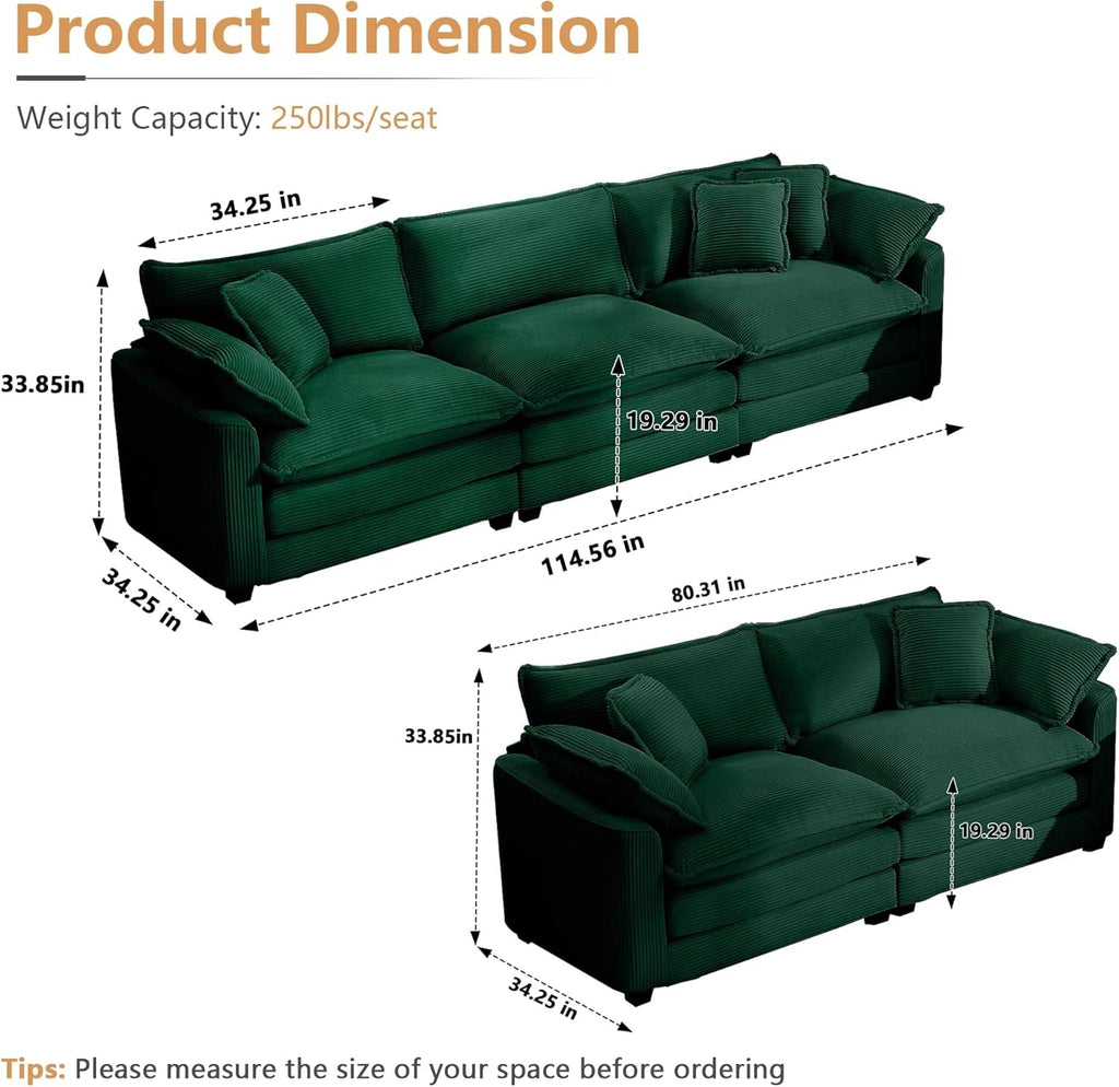 Oversized 2-Piece Corduroy Sofa Set