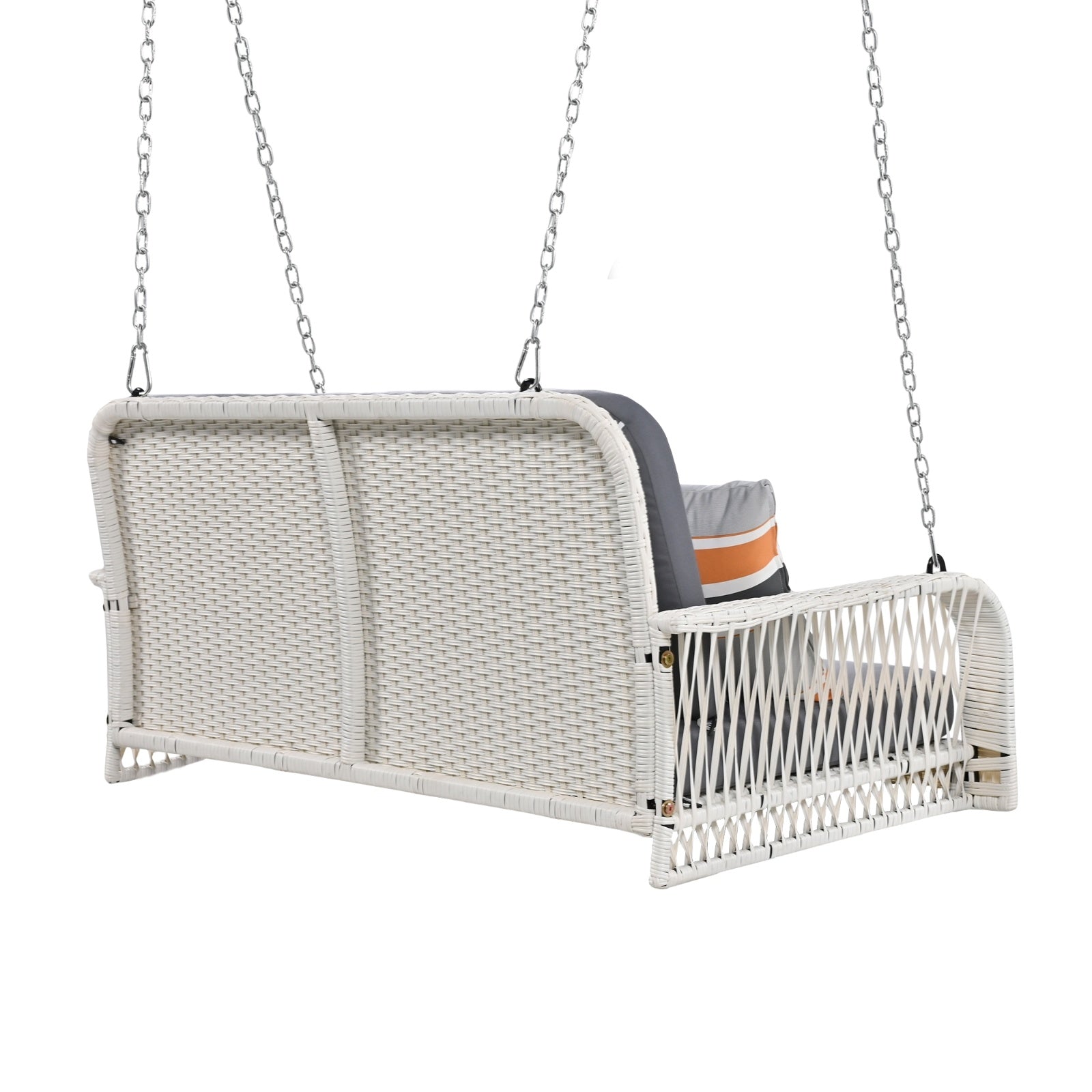 2-Seater Wicker Porch Swing with Chains & Cushions