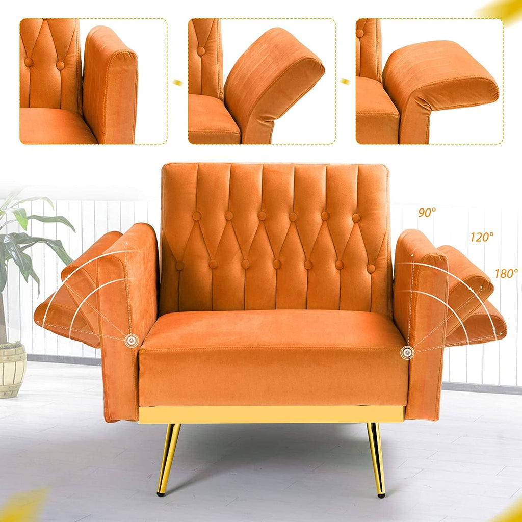 Velvet Accent Chair with Ottoman