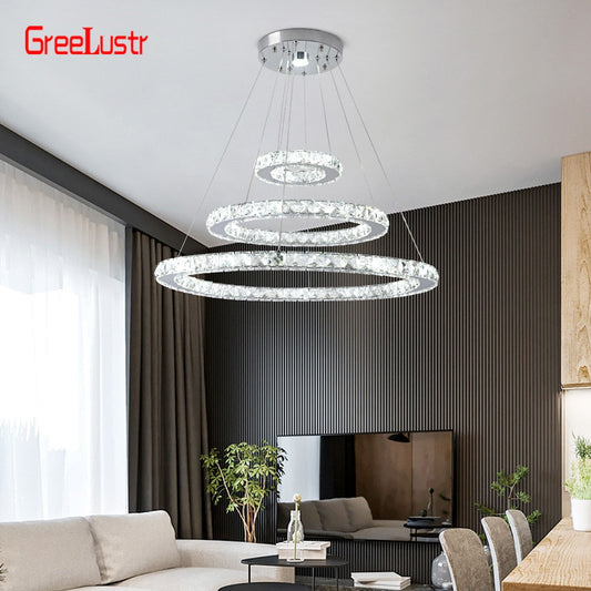Modern K9 Crystal Led Chandelier Lights Home Lighting Chrome Lustre Chandeliers Ceiling Pendant Fixtures  For Living Room